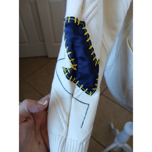 Cardigan Ivory Apric Chunky Knit Large   Embroidered Oversized Sweater Colorful - Picture 9 of 16